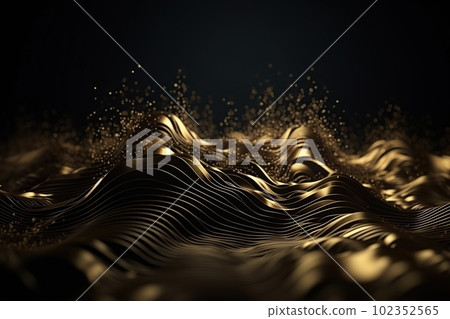 Network technology background futuristic tech golden wave background. Low poly 3d wire made with generative AI Network technology background futuristic tech golden wave background. Low poly 3d wire made with generative AI 102352565