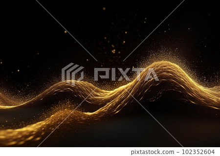 Network technology background futuristic tech golden wave background. Low poly 3d wire made with generative AI 102352604