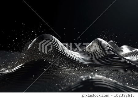 Network technology futuristic tech silver wave background. Low poly 3d wire made with generative AI Network technology futuristic tech silver wave background. Low poly 3d wire made with generative AI 102352613