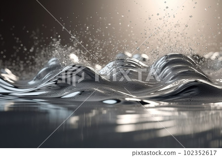 Network technology background futuristic tech silver wave background. Low poly 3d wire made with generative AI 102352617