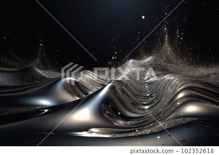 Network technology futuristic tech silver wave background. Low poly 3d wire made with generative AI 102352618