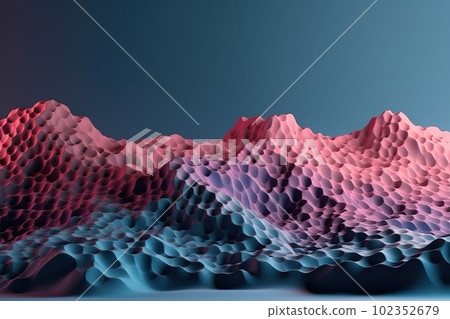 Network technology background futuristic tech blue and pink wave background. Low poly 3d wire made with generative AI Network technology background futuristic tech blue and pink wave background. Low poly 3d wire made with generative AI 102352679
