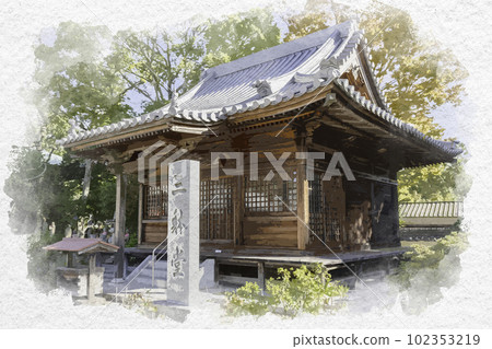 Watercolor-style 84th Shikoku Santai-do, Yashima-ji Temple, Takamatsu City, Kagawa Prefecture 102353219