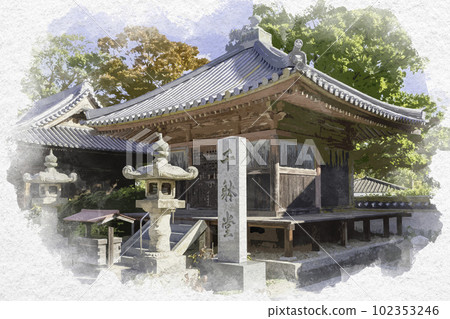 水彩風格四國88寺香川縣高松市仙台堂屋島寺84號 水彩風格四國88寺香川縣高松市仙台堂屋島寺84號 102353246