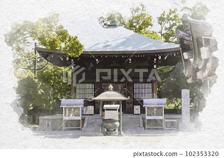 Watercolor-style Shikoku 88 Temple No. 84 Yashima Temple Daishido Takamatsu City, Kagawa Prefecture Watercolor-style Shikoku 88 Temple No. 84 Yashima Temple Daishido Takamatsu City, Kagawa Prefecture 102353320