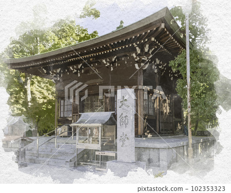Watercolor-style Shikoku 88 Temple No. 84 Yashima Temple Daishido Takamatsu City, Kagawa Prefecture 102353323