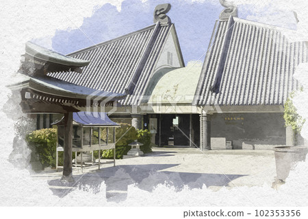 Watercolor style 84th Shikoku Yashima Temple Treasure Museum Takamatsu City, Kagawa Prefecture 102353356
