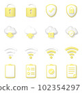 set of 16 business 3d icons (lock security cloud wifi notebook) yellow 102354297