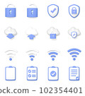 Set of 16 business 3D icons (lock security cloud wifi notebook blue) 102354401