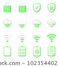 Set of 16 business 3D icons (lock security cloud wifi notebook green) 102354402