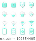 A set of 16 business 3D icons (lock security cloud wifi notebook cyan) 102354405