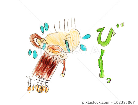 孩子畫的哭泣的男孩 102355867