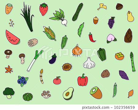 貼紙風格蔬菜壁紙插圖 102356659