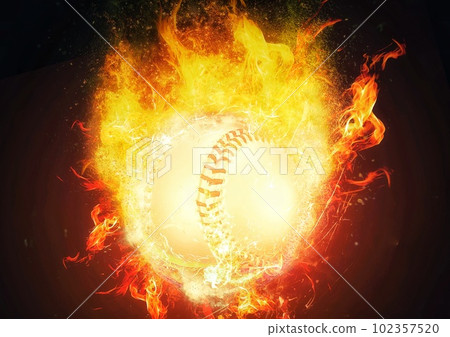 3d rendering exploding and flaming baseball ball 3d rendering exploding and flaming baseball ball 102357520