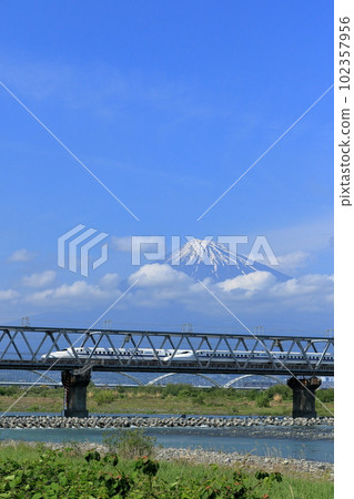 Tokaido Shinkansen Fujikawa Bridge Passing 102357956