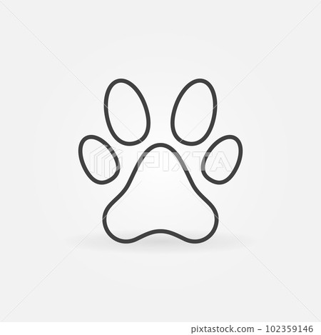 Dog or Cat Cute Paw Print vector thin line concept icon 102359146