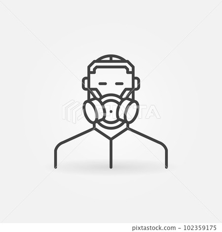 Man with Gas Mask vector concept line icon or sign 102359175