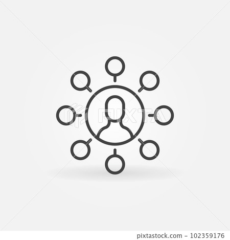 Man with Many Circles linear vector concept icon 102359176