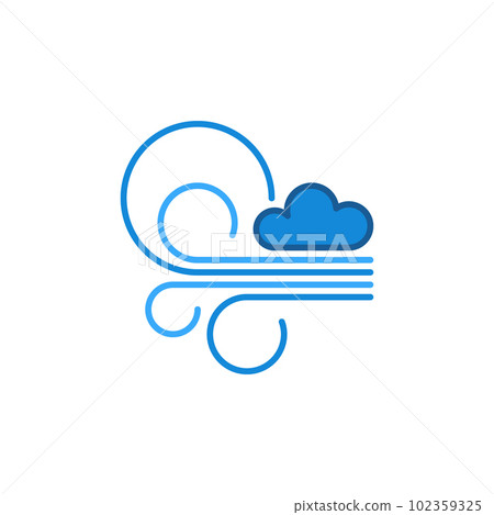 Cloud and Breeze blue line vector icon - Wind linear sign Cloud and Breeze blue line vector icon - Wind linear sign 102359325