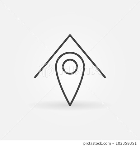 Geo Pin under House Roof linear vector Real Estate icon 102359351