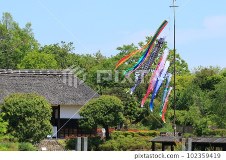 鯉魚幡比屋頂還高 鯉魚幡在藍天裡游 鯉魚幡比屋頂還高 鯉魚幡在藍天裡游 102359419
