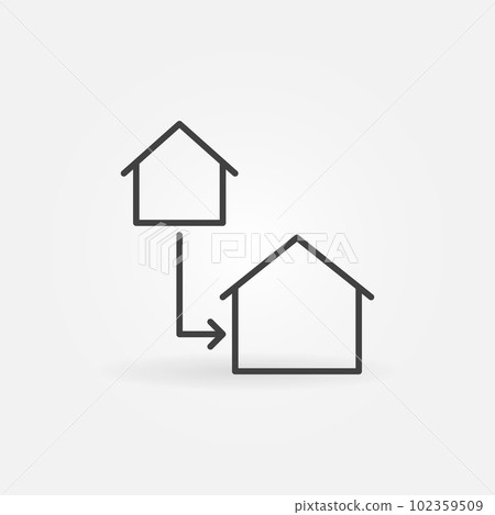 Two Houses Connected with Arrow vector concept line icon 102359509