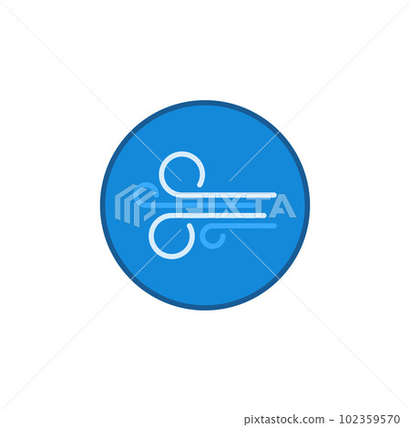 Circle with Wind sign linear vector concept blue icon Circle with Wind sign linear vector concept blue icon 102359570