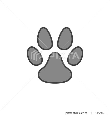 Animal footprint gray icon. Paw vector creative symbol Animal footprint gray icon. Paw vector creative symbol 102359609
