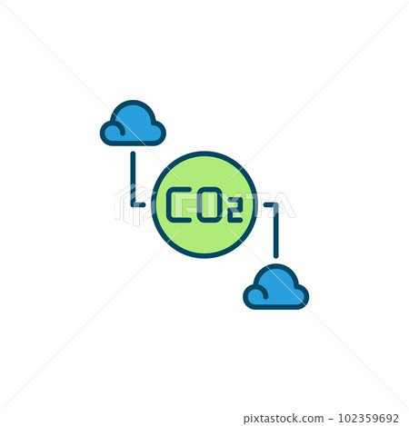 Clouds and Carbon Dioxide CO2 vector colored icon Clouds and Carbon Dioxide CO2 vector colored icon 102359692