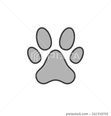 Cute Dog or Cat Paw Print vector concept gray icon Cute Dog or Cat Paw Print vector concept gray icon 102359705