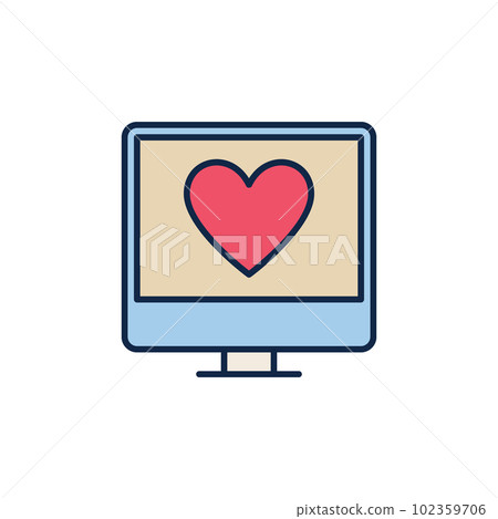 Desktop Computer with Heart vector concept colored icon Desktop Computer with Heart vector concept colored icon 102359706