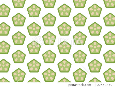 夏日蔬菜、秋葵橫截面圖案背景素材、矢量圖 102359859