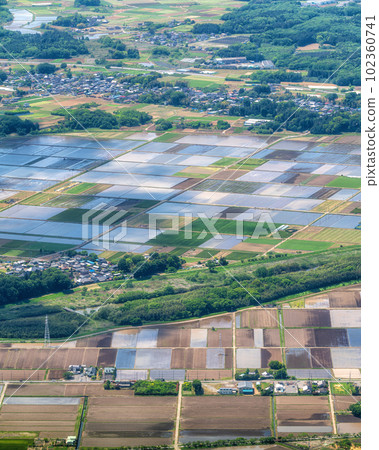 Tsukuba City, Ibaraki Prefecture: View of paddy fields in the Kanto Plain taken from the summit of Mt. Tsukuba 102360741