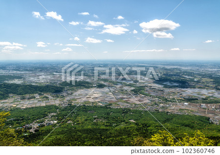 Tsukuba City, Ibaraki Prefecture: View of paddy fields in the Kanto Plain taken from the summit of Mt. Tsukuba 102360746