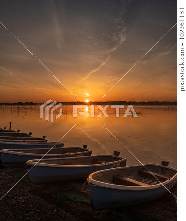 Sakura City, Chiba Prefecture Sunrise view of Lake Inbanuma Sakura City, Chiba Prefecture Sunrise view of Lake Inbanuma 102361131
