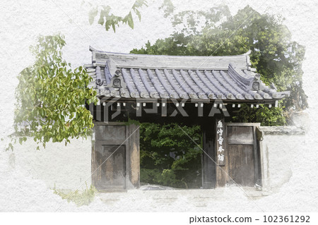 水彩風格的四國 88 寺第 84 號屋島寺本坊香川縣高松市 102361292