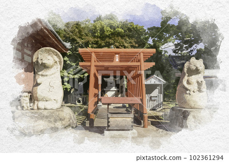 水彩風格的四國88寺香川縣高松市美濃山大明神屋島寺84 水彩風格的四國88寺香川縣高松市美濃山大明神屋島寺84 102361294