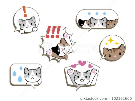 Speech bubble set with cat's emotional expression Speech bubble set with cat's emotional expression 102361660