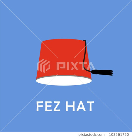 fez hat on blue background flat vector illustration 102361730