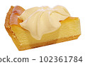 Illustration of a cheese tart with whipped cream on top 102361784