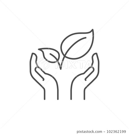 Plant in hand related vector linear icon 102362199