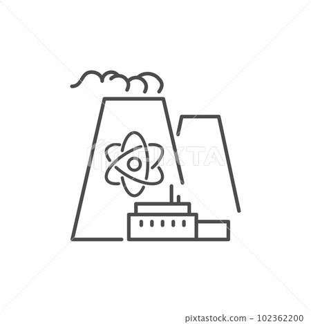 Nuclear power plant related vector linear icon 102362200