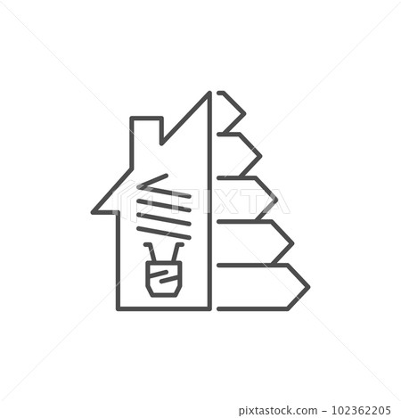 Energy efficiency home related vector linear icon Energy efficiency home related vector linear icon 102362205