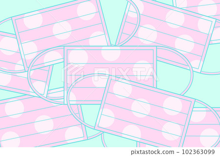 許多面具,可愛的面具,簡單的插圖,病毒去除,預防,淺藍色背景,清潔,流行 許多面具,可愛的面具,簡單的插圖,病毒去除,預防,淺藍色背景,清潔,流行 102363099