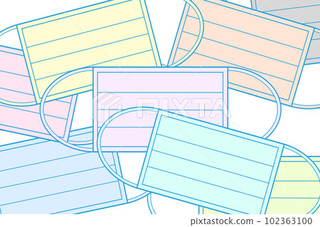 許多面具，可愛的面具，簡單的插圖，病毒清除，預防，柔和的顏色，清潔，流行 102363100