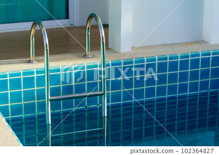 blue swimming pool at hotel with stair blue swimming pool at hotel with stair 102364827