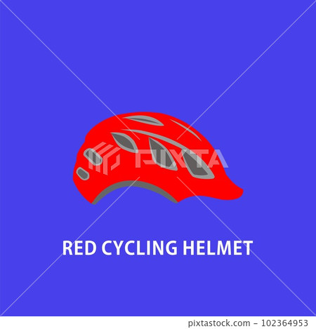red cycling helmet on blue background vector illustration 102364953