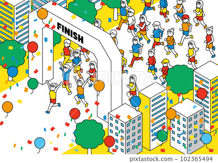 Isometric marathon woman goal Isometric marathon woman goal 102365494