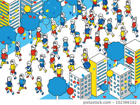 Isometric marathon woman summer Isometric marathon woman summer 102366182