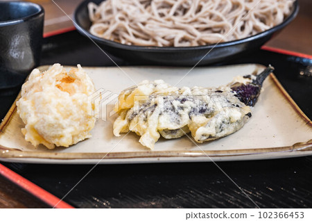 Eggplant and soft-boiled egg tempura Eggplant and soft-boiled egg tempura 102366453